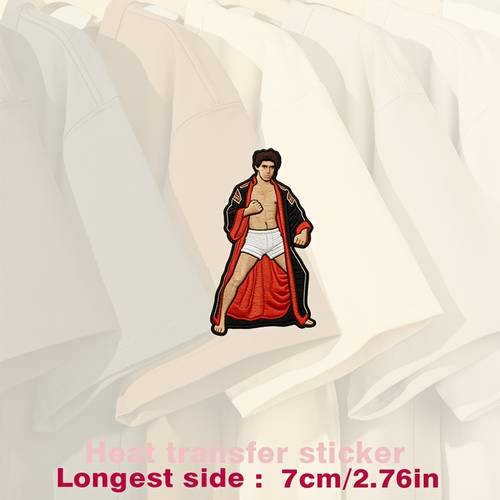 boxing figure muscular for and red robe white shorts dark brown hair heat transfer stickers are suitable for flat fabrics such hats canvas bags throw pillows leather bed sheets carpets etc