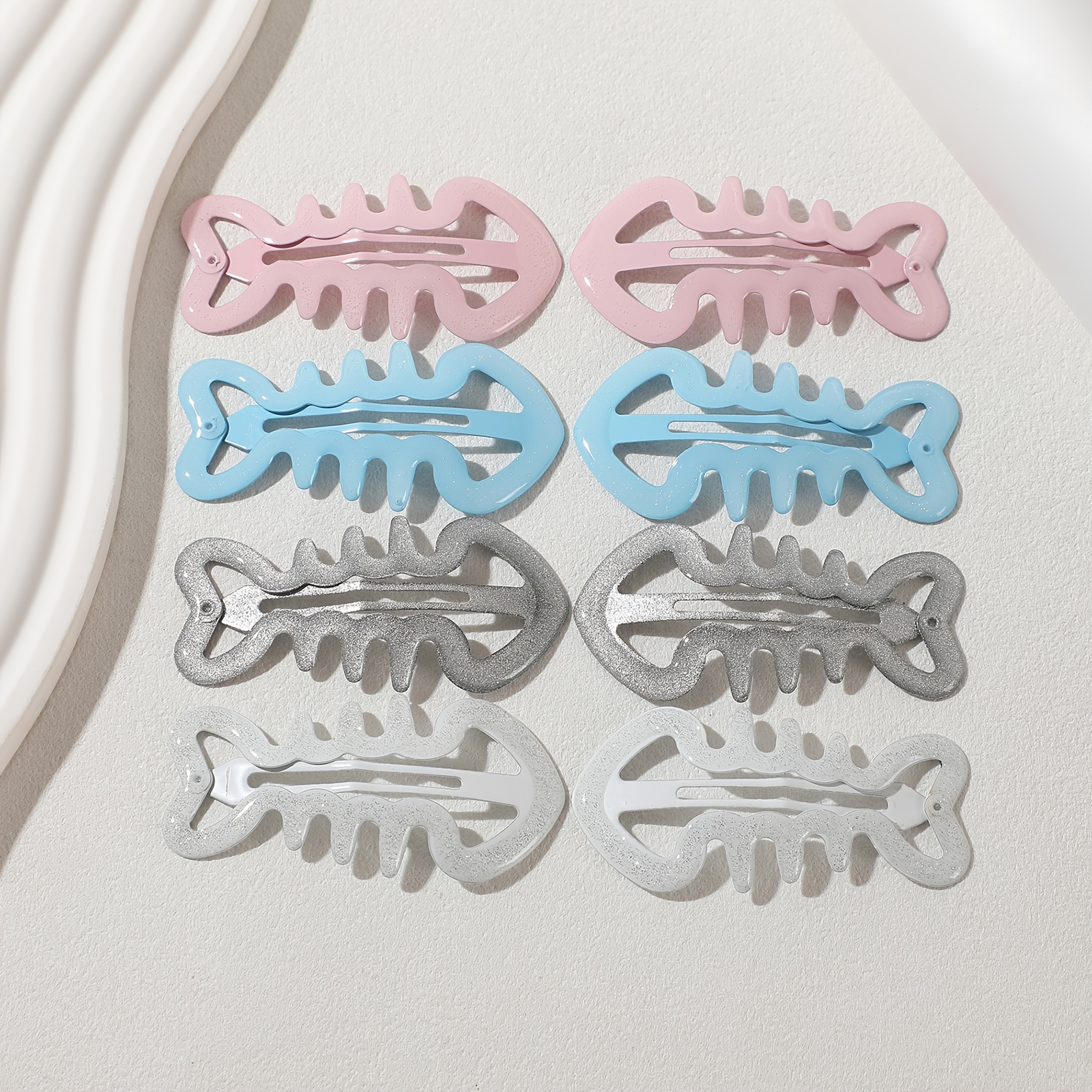 TEMU 8pcs Multicolore Optionnel Barbe à Pêche Douce Pince à Cheveux Femme Bleu Argenté Pailleté BB Clip Frange Latérale Finition Cheveux Ajouts