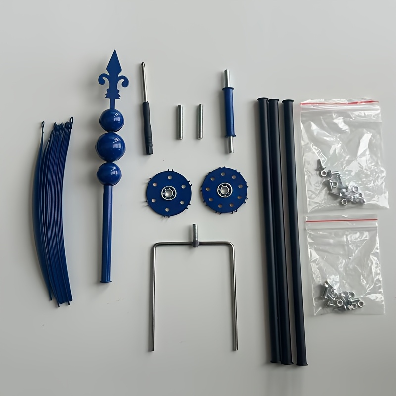 E-shop [3D] Windbetriebenes blaues Metall-Windspiel-Ornament – Dynamische Gartendekoration für den Außenbereich mit rotierenden Flügeln, rustikaler