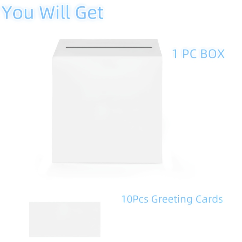 E-shop Papierkartenbox 22 cm (8,66 Zoll) mit 10 weißen Karten, Wahlurne Weißer Kartenbox, Hochzeitsgeschenk Briefkasten Karton, Partydekoration