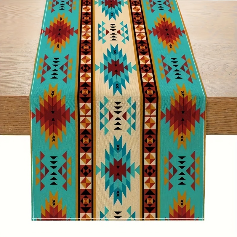 

1pc, Table Runner, Southwestern Geometric Pattern Polyester Table Runner, Rustic Boho Bohemia Style Table Runner, Magical Fall Kitchen & Dining Decor For Home Party