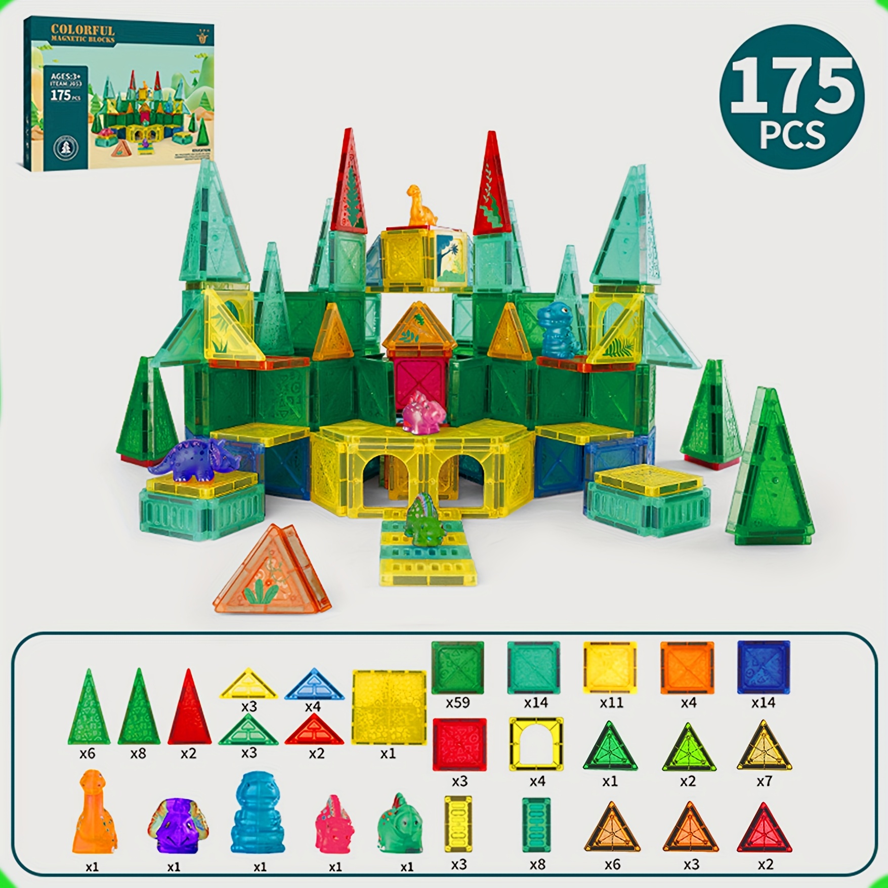 TEMU Toys Magnetic Tiles - For Kids Toys Stem Sensory Outdoor Toys For 3+ Year Old Boys And Girls, Creative Games Kids Toys