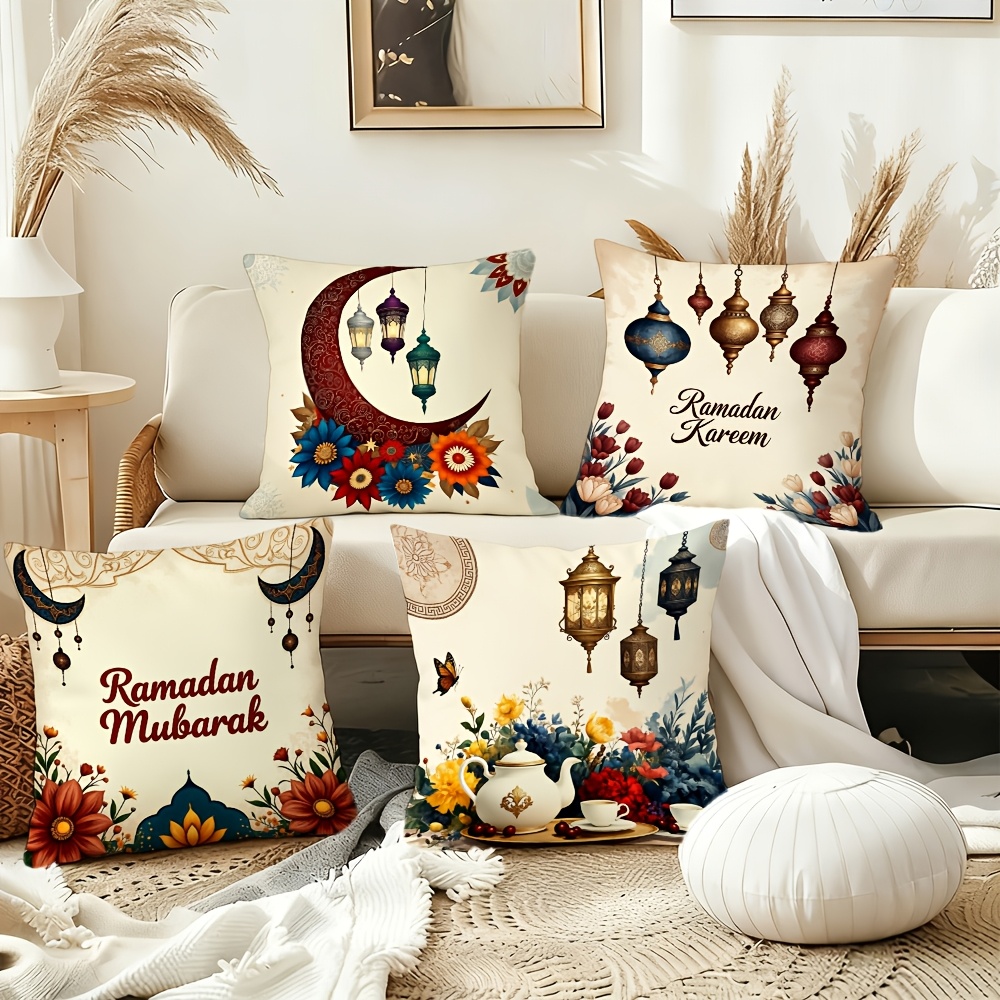 TEMU 4 taies d'oreiller décoratives sur le thème du Ramadan. article décoratif pour le Ramadan, il convient aux que les salons, , les coussins de