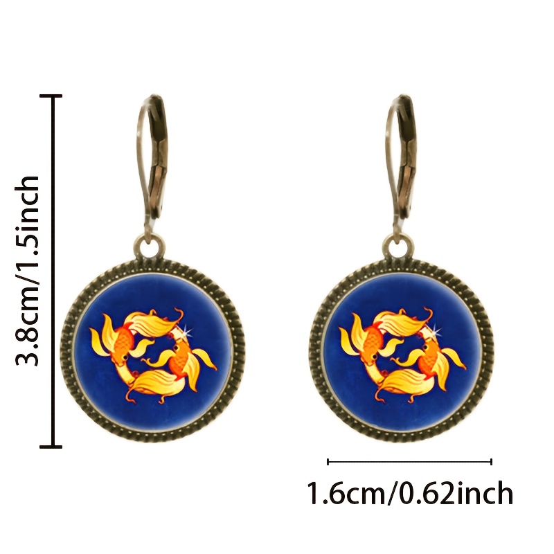 2pc Blue Fish Pattern Pendant Earrings Set