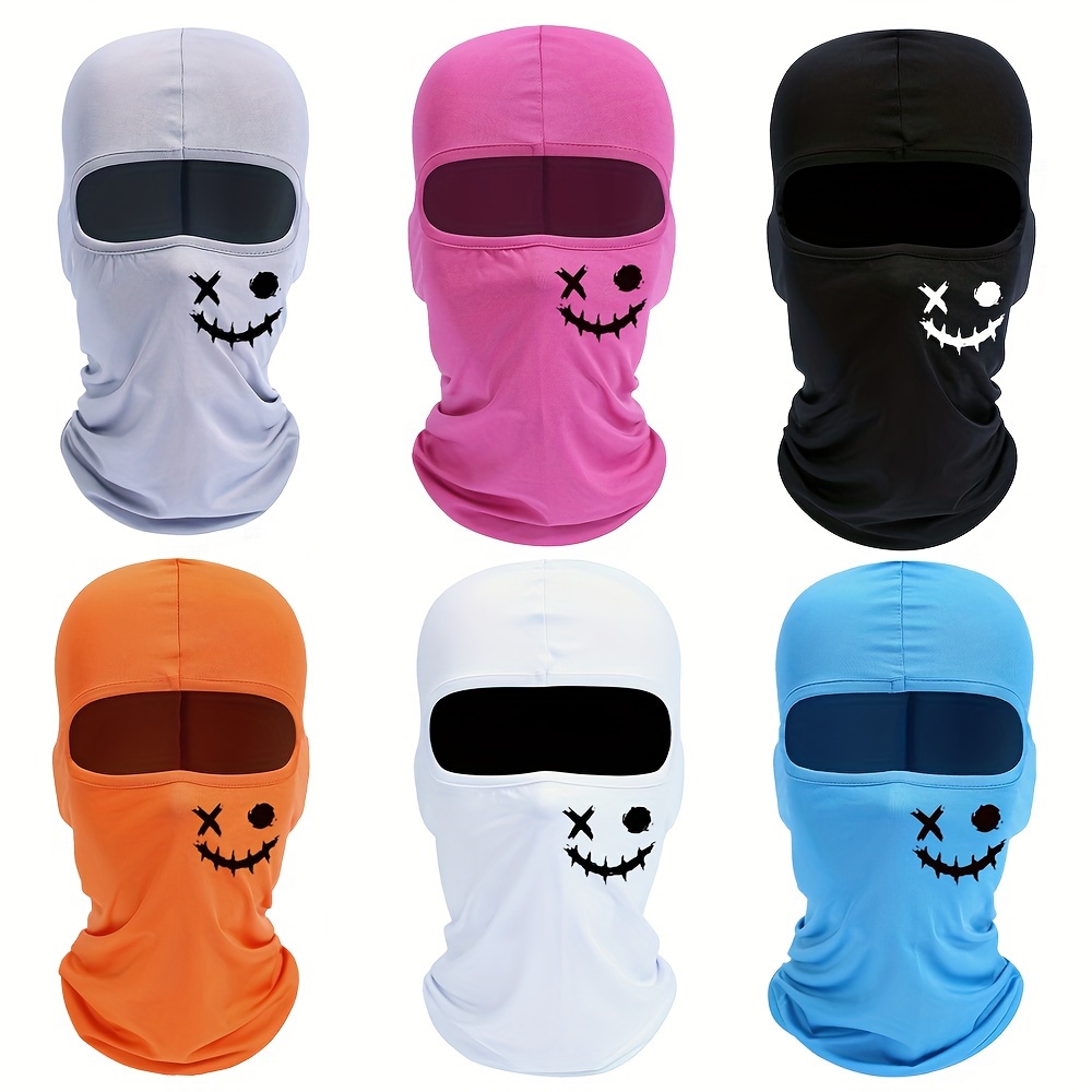 

6pcs Halloween Print Mask Hood For Men And Women Outdoor Riding Balaclava Hat And Sunscreen Sun Hat