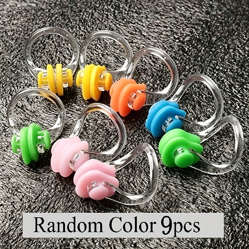 Image of 9pcs Waterproof Silicone Swimming Nose Clips - Soft Lightweight Comfortable Nasal Protectors For Surfing And And Adults, Random Color Combinations, Flexible And Swimming Gear