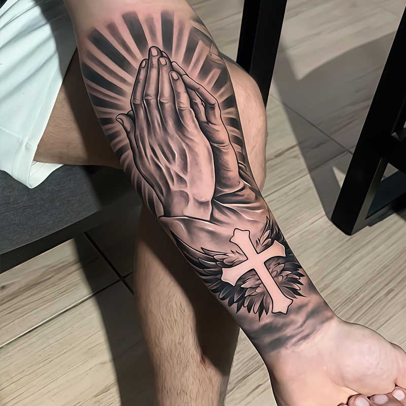 Image of ( Hands) Temporary Tattoo Sticker Herbal Tattoo Sticker, Realistic And Long-lasting Temporary Tattoo Sticker, Waterproof And Wear-resistant, Lasting 7-15 Days