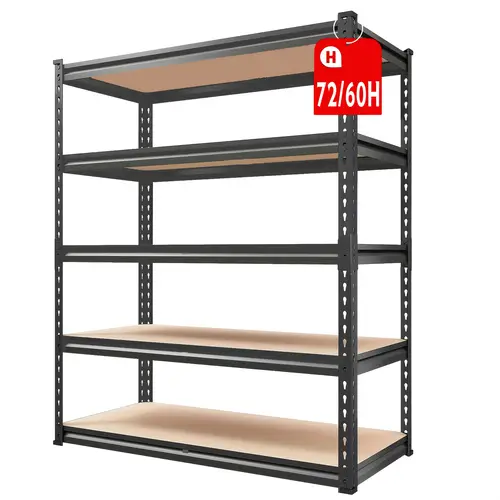2000 lb capacity garage storage rack 5 tier shelf 72 height x 34 width x 15 depth 60 height x 28 width x 12 depth home storage and organization multifunctional basement and pantry storage shelf practical tool storage rack utility shelves