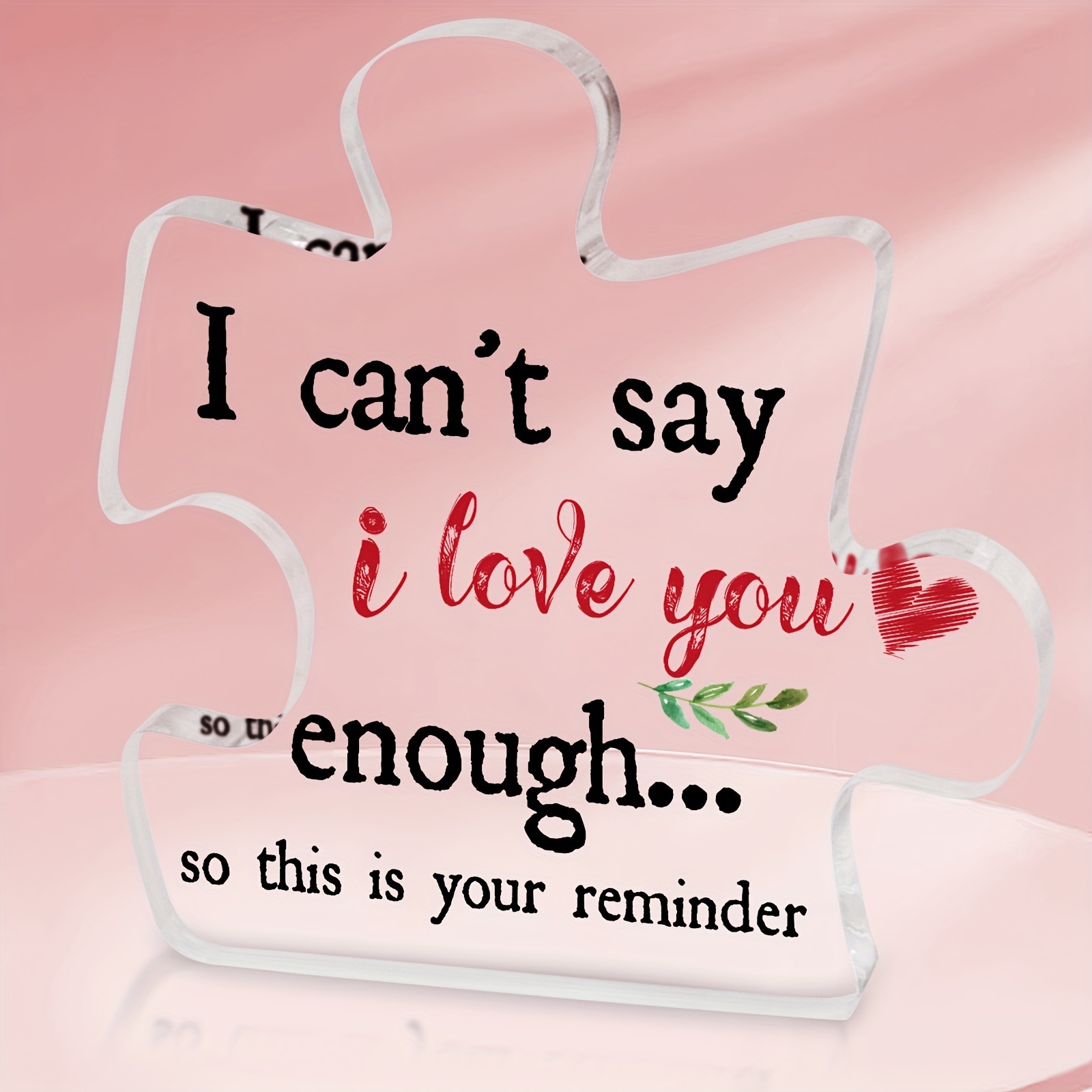 

Romantic Acrylic Puzzle Plaque - Perfect Gift For Wife, Husband, Girlfriend, Boyfriend On Anniversary, Valentine's Day & More - Transparent, No Power Needed