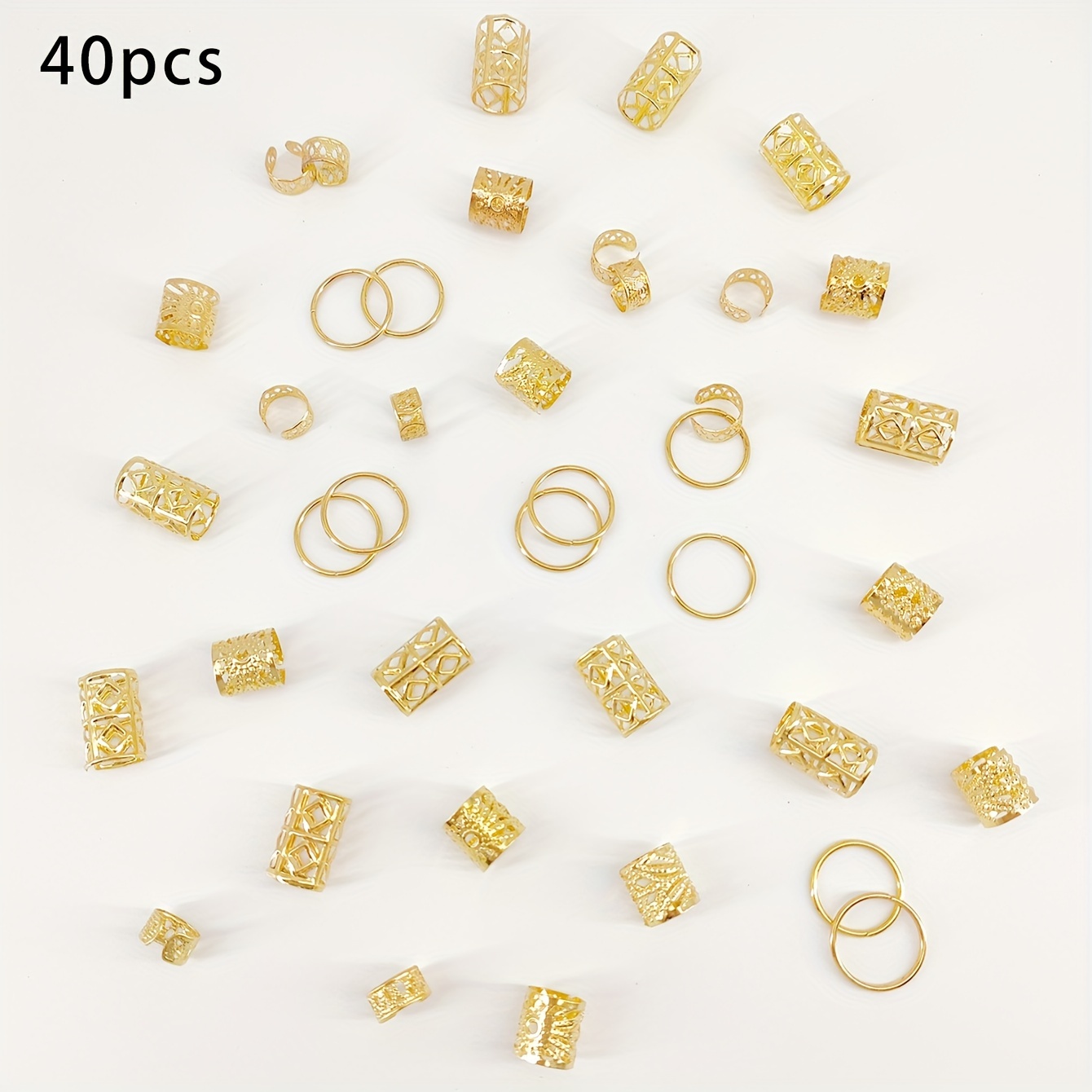 Image of 40pcs/set Vintage Hollow Hair Rings Hair Cuff Hair Pins Loops Hair Accessories Loc Hair Jewelry For Braids
