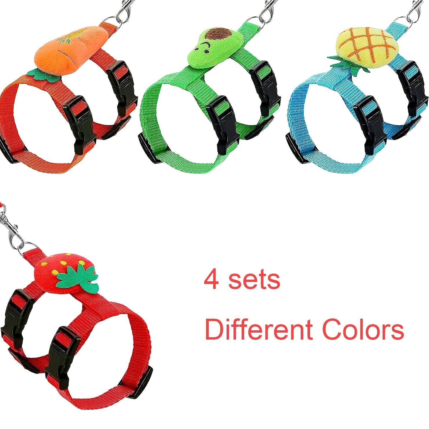 TEMU 4 Sets Adjustable Small Pet Harness And Leash Set Cute Decorative Vest Harness For Bunny, Guinea Pig, Ferret, Kitten Puppy Escape-proof Walking
