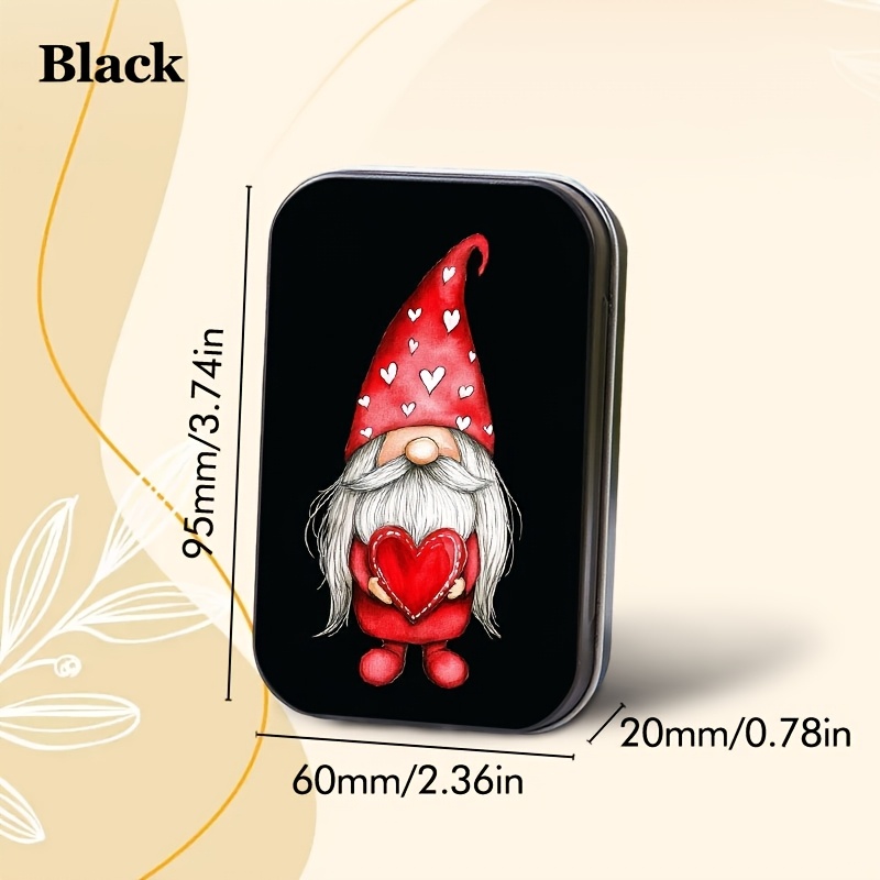 Red Gnome with Heart Doll Metal Storage Box, Multipurpose