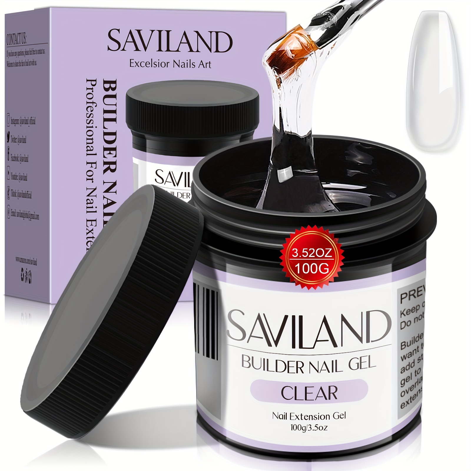 

Saviland Led And U V Builder Nail Gel - 100g Large Capacity Clear Hard Gel For Nails, Nail Extension Gel Nail Strengthen Nail Hard Gel Builder Nail Gel Kit Nail Stuff For Diy Nail Art Manicure Set