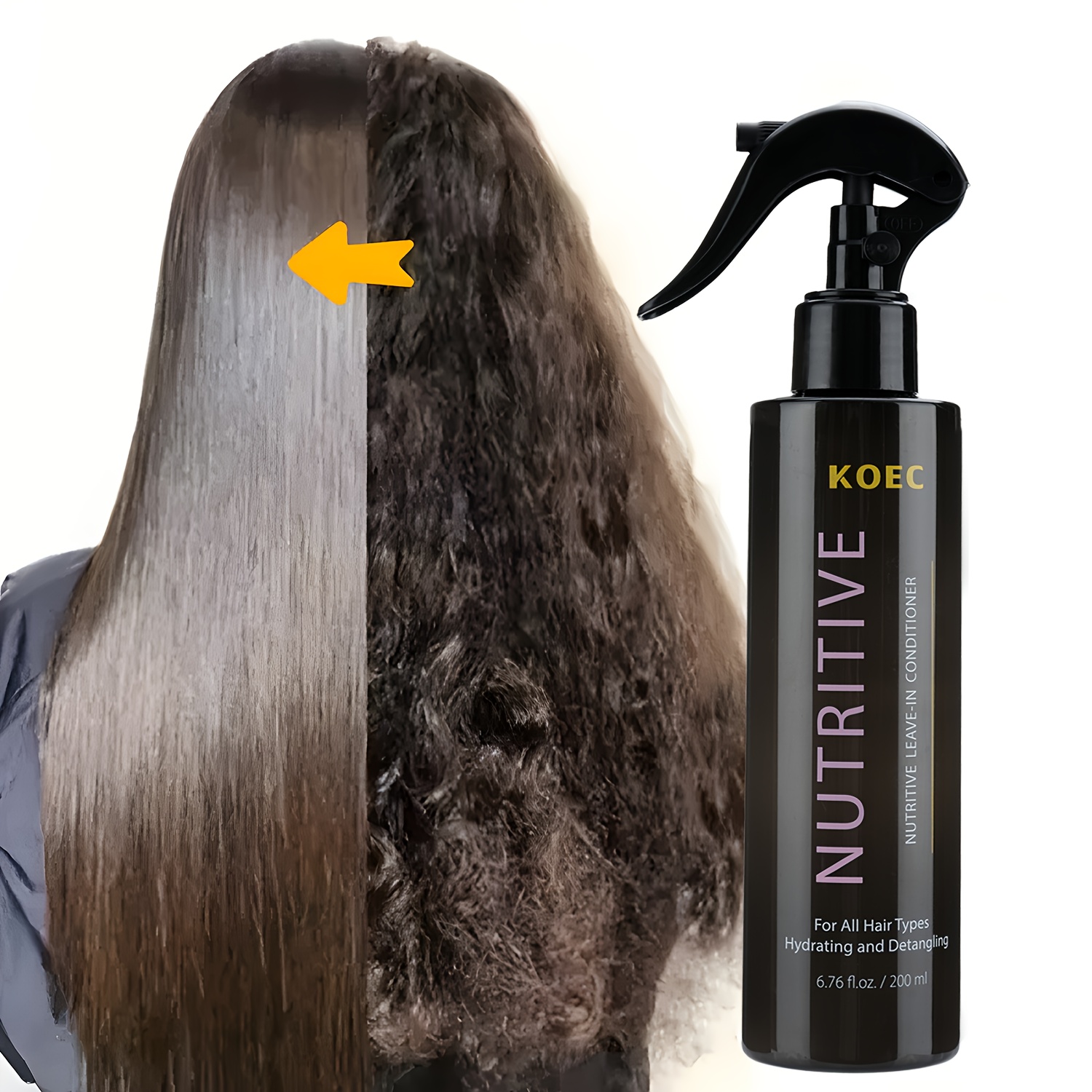 Hydrolyzed Keratin Leave-In Conditioner & Detangler, Long-Lasting Biotin – Anti-Frizz Deep Conditioner (For Split Ends & Breakage) – Argan Oil, Plant Extracts for Curly, Dry & Damaged Hair, Color-Safe for Color-Treated Hair