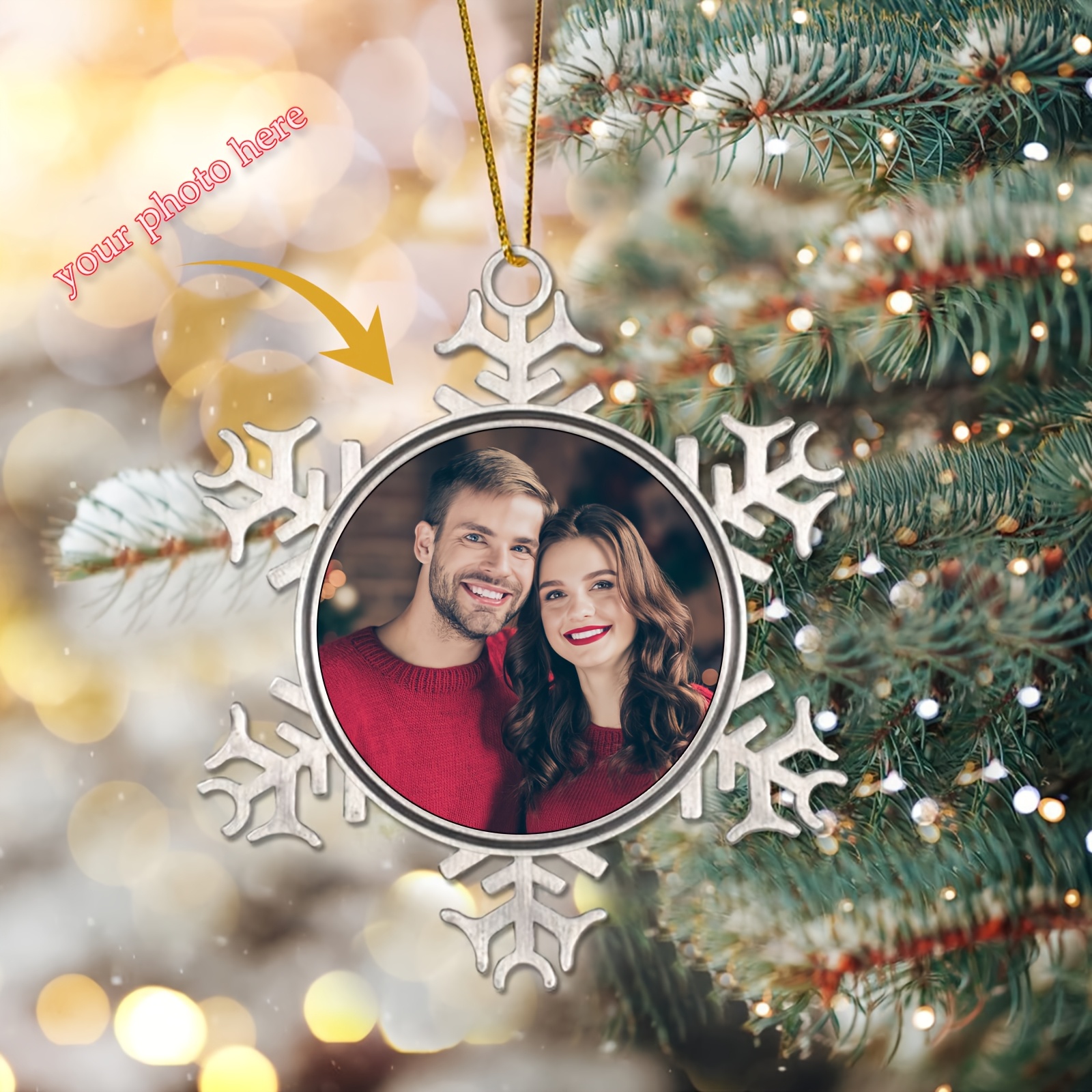 

Personalized Photo Ornament - Perfect Christmas & New Year Gift For Family And , Metal, Easy-to-hang Holiday Decor, Thanksgiving