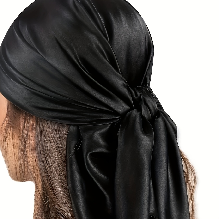 TEMU 1pc 90*90cm Fashion Solid Color Headscarf, Popular Scarf, Luxury Fabric Square Scarf, Women's Party Wrap, Outdoor Travel Scarf, New Style Shawl