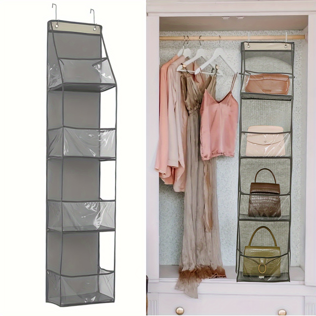 

1pc Over The Door Organizer Hanging Storage With 4 Large Pockets, Closet Door Organizer For Bathroom, Pantry, Bedroom, Nursery, Clothes, Toys, Diapers