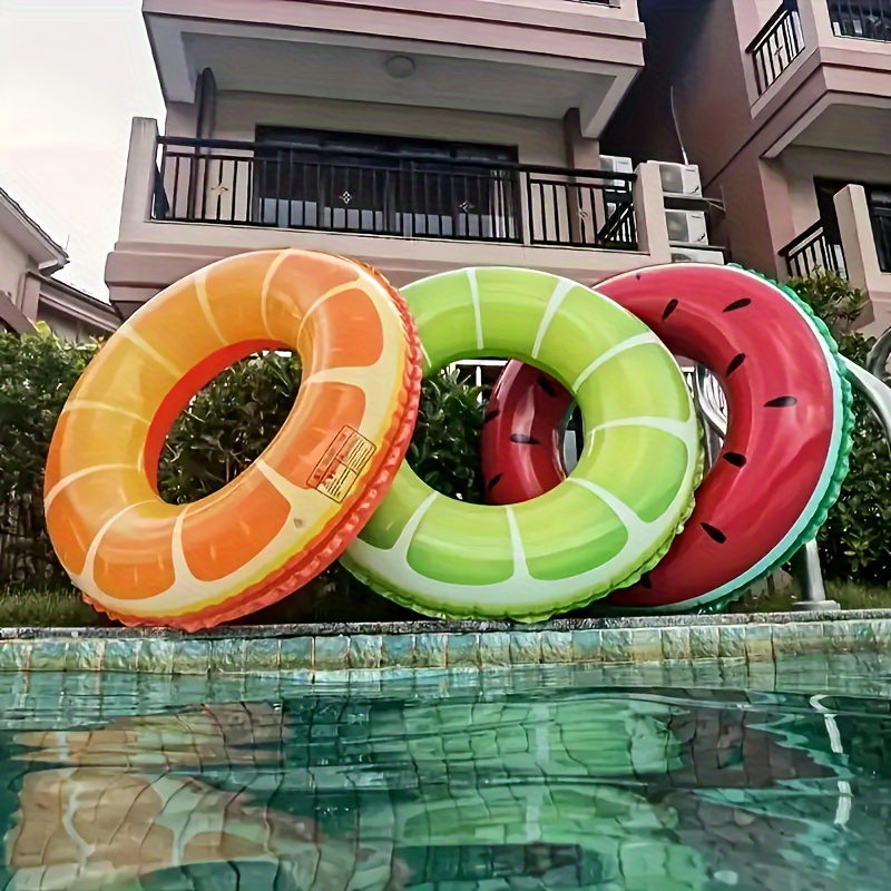 

1pc Fruit Pool Float Watermelon Kiwi Orange Lemon Swim Ring 27.5 "- Inflatable Tube Float Toy, As , Chrismas Gift (pvc Thickened)