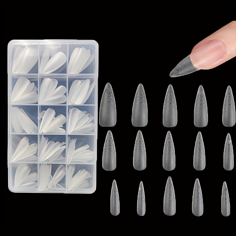 TEMU 315 piezas de puntas de uñas de gel de cobertura total, 15 tamaños de puntas de uñas de gel de cobertura total para de uñas postizas con ,
