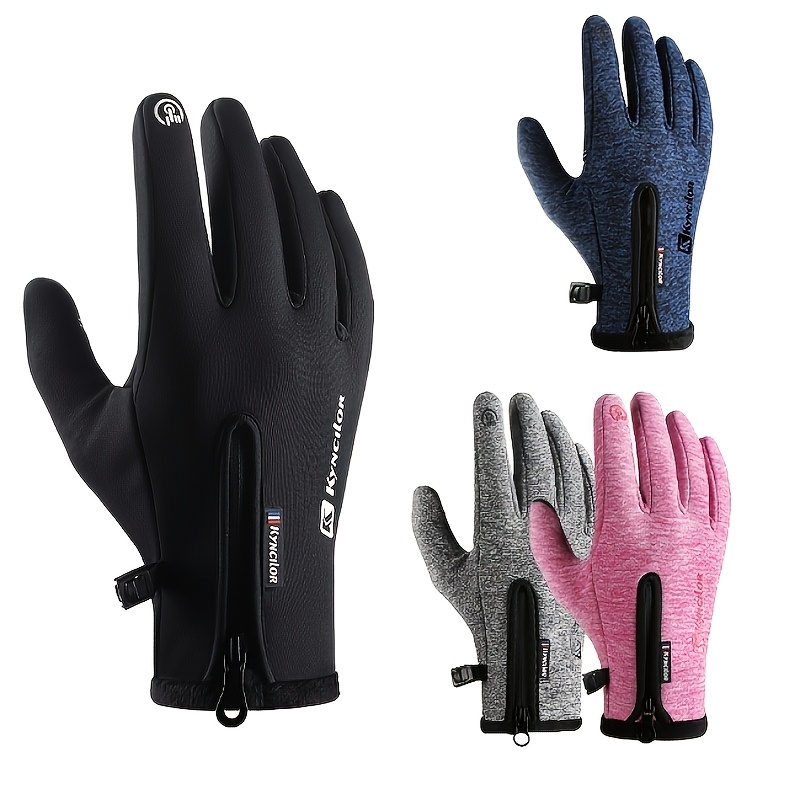 Kyncilor Plush-Lined Thickened Winter Ski Gloves, Touchscreen-Compatible