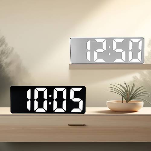 minimalistische led elektronische wekker studenten batterij dual-use kleine wekker digitale klok spraakbesturing temperatuurklok luie thermometer 1 stuks