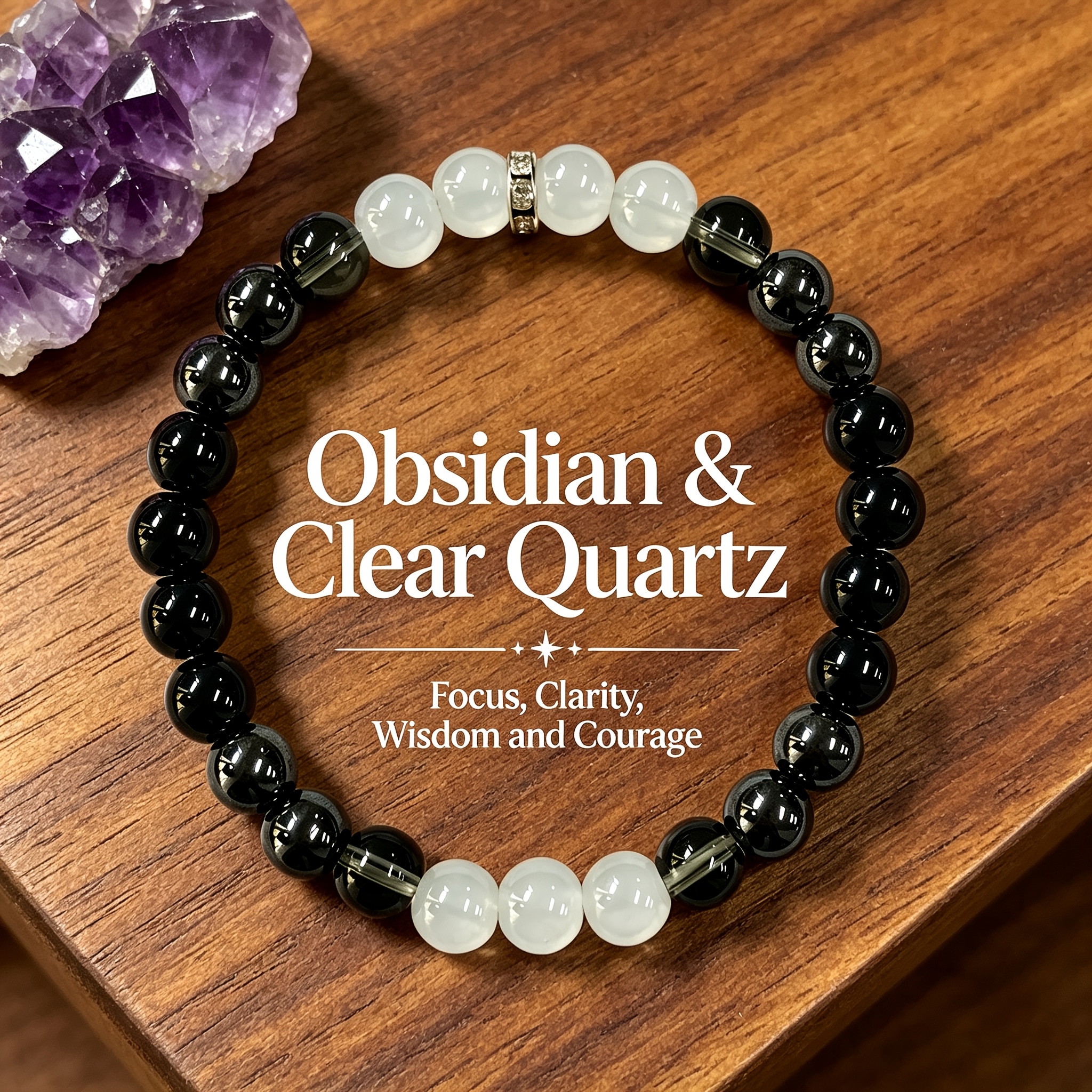 TEMU Bracciale in Naturale con di Colori e Pietra di Luna, per Spirituale e Purificazione, Bracciale Elastico Estensibile per e Fortuna, Unisex,