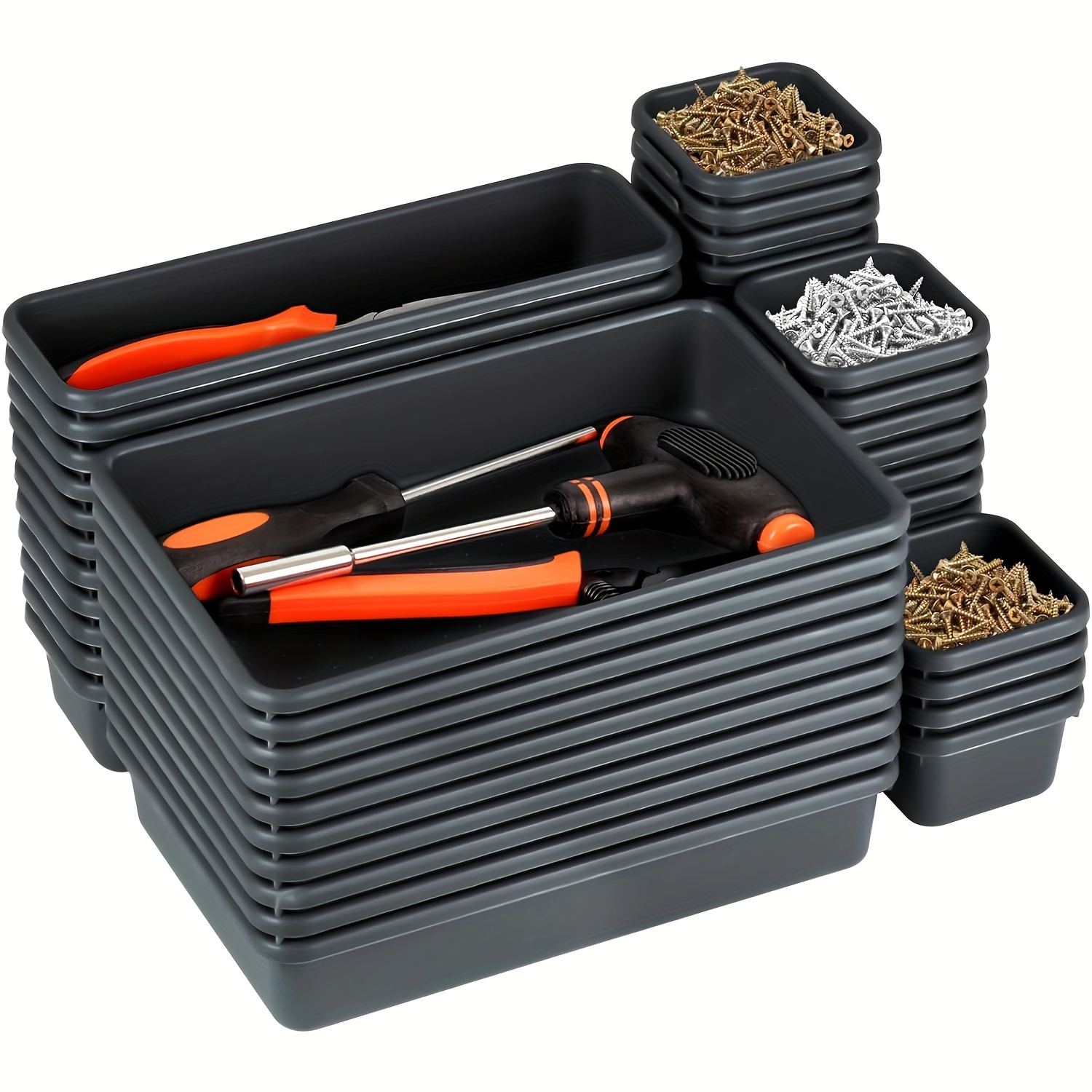 

Versatile Tool Box Organizer Set - 16/48/60pcs Customizable Tray Divider With 3 Sizes, Durable Plastic, Perfect For Garage & Workshop Storage