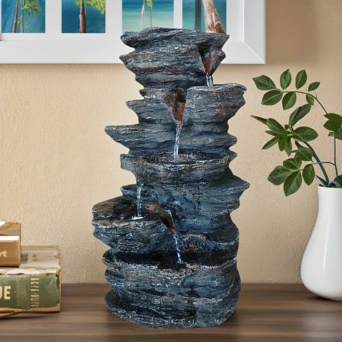 item picture 1 layer resin fountain ornament zen style indoor and outdoor water feature table decoration circulating increases air humidity thanksgiving christmas new year atmosphere decoration