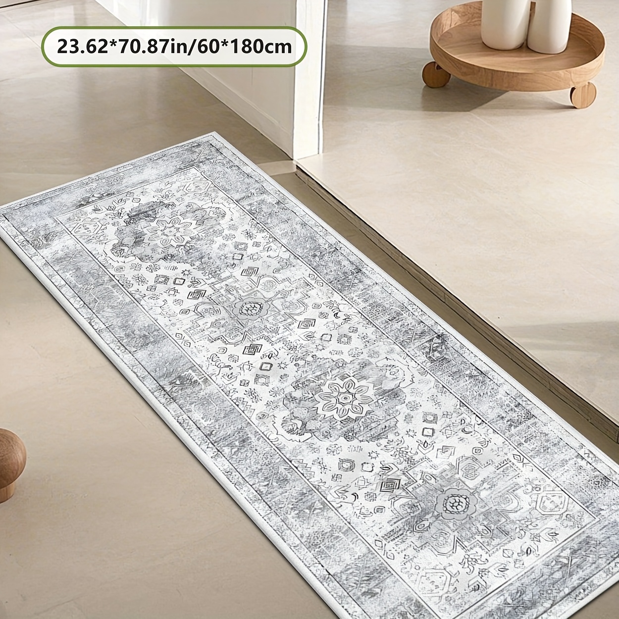 TEMU A Light Gray Patterned Rug Made Of Velvet With Plastic Bottom, Suitable For Home Decoration, Large Living Room Carpets, Sofa Mats, Door Mats,