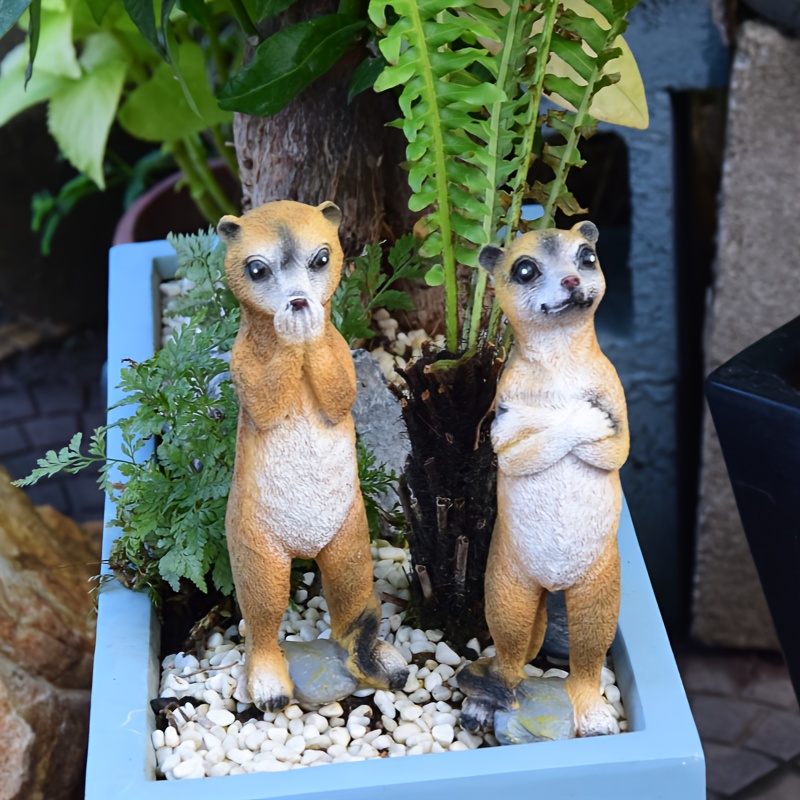 Image of Set Of 2, 7-inch Realistic Statues Made Of Resin, Ideal For Decorating , Gardens, Patios, Yards, And Lawns; A Wonderful Gift For