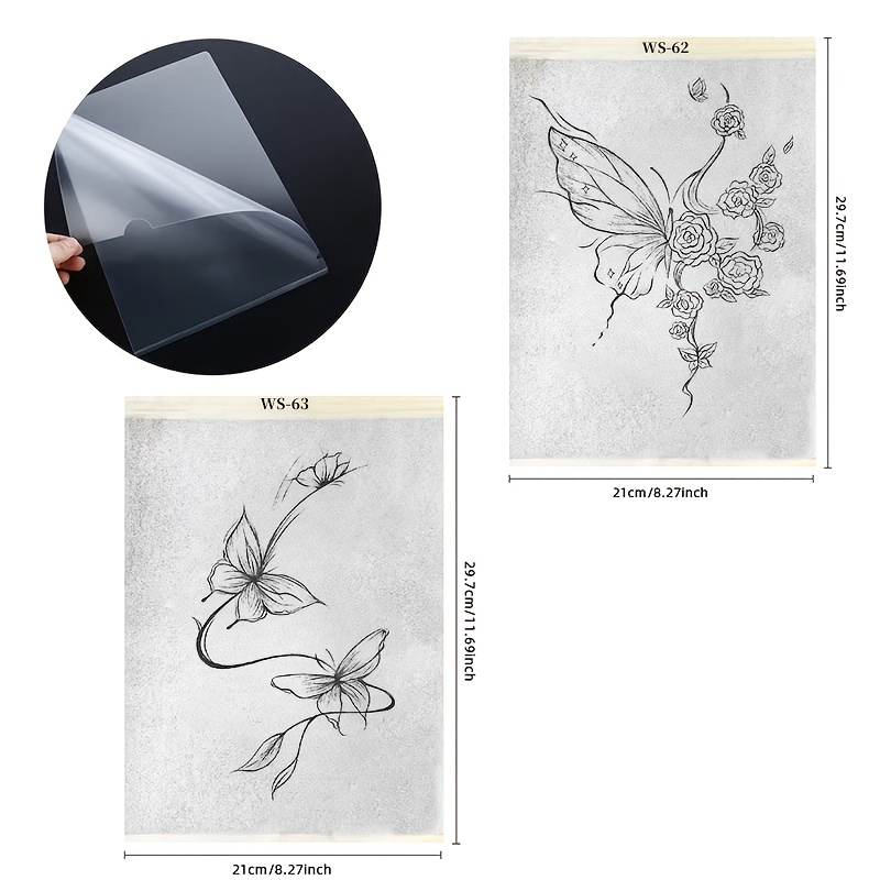 E-shop 2 Stück A4 Schmetterling Blumen Fusion Tattoo Transferpapier - Ein Tanz der Natur Design, Vorgefertigte Schablone, Kein Zeichnen Nötig