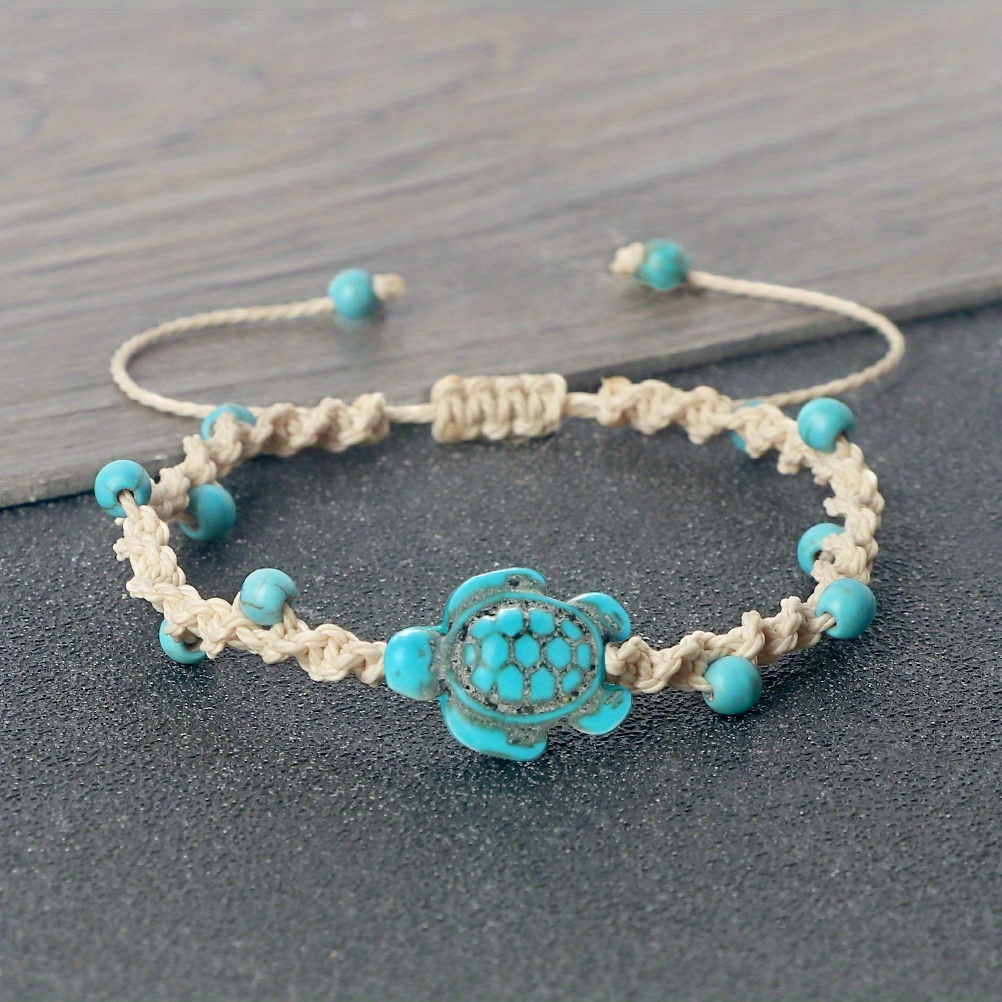 Friendship Sea Turtle Bracelet with Turquoise Beads