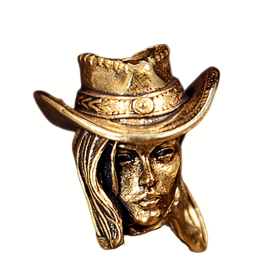 Men's Key Ring, Keychain, Brass Cowboy Pendant Edc Charm, Accessory