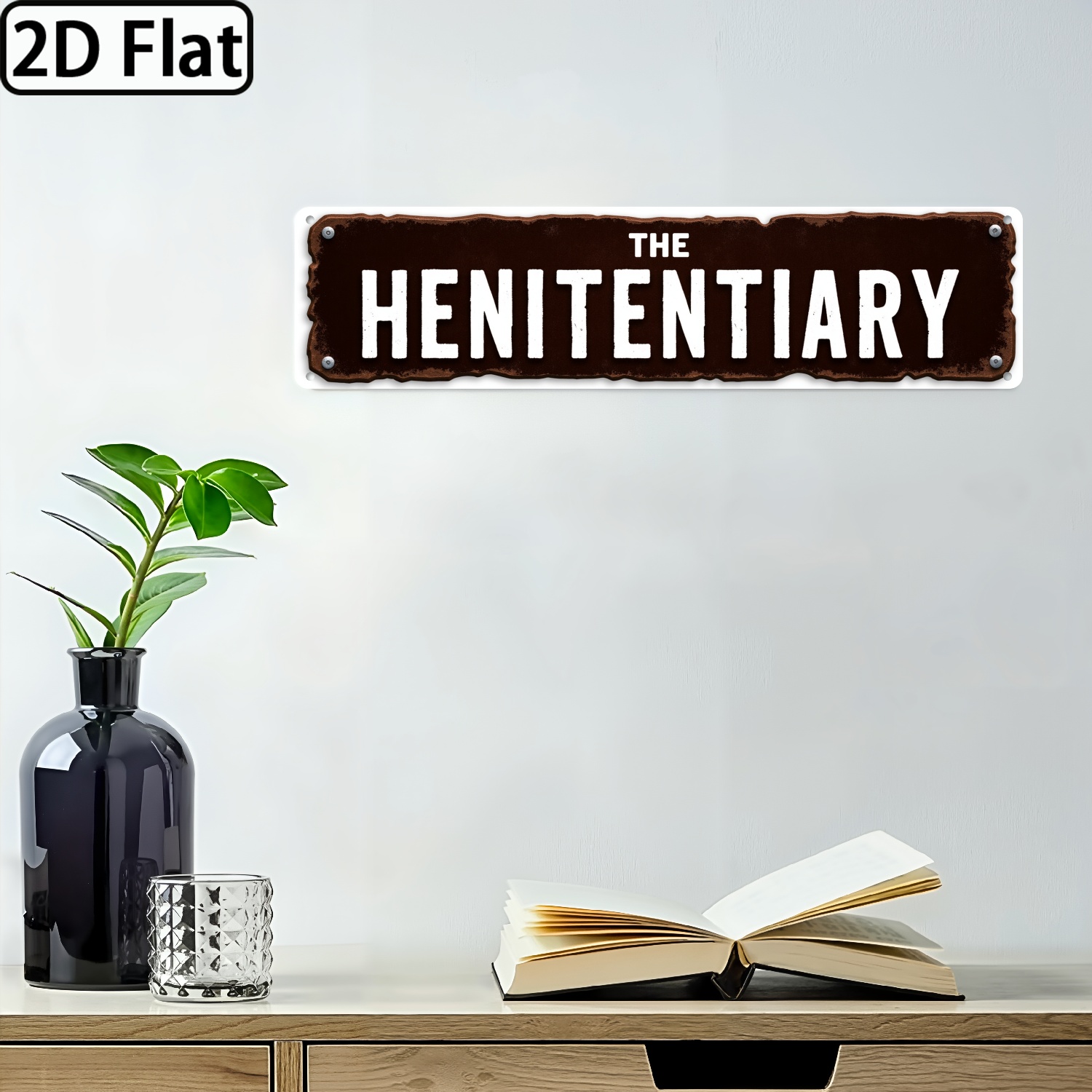 TEMU 2d Flat, 1pc 'the Henitentiary' Vintage Metal Sign - Wall-mounted Chicken Coop Jail-themed Decoration, Finish, Weather-resistant Iron Plaque For