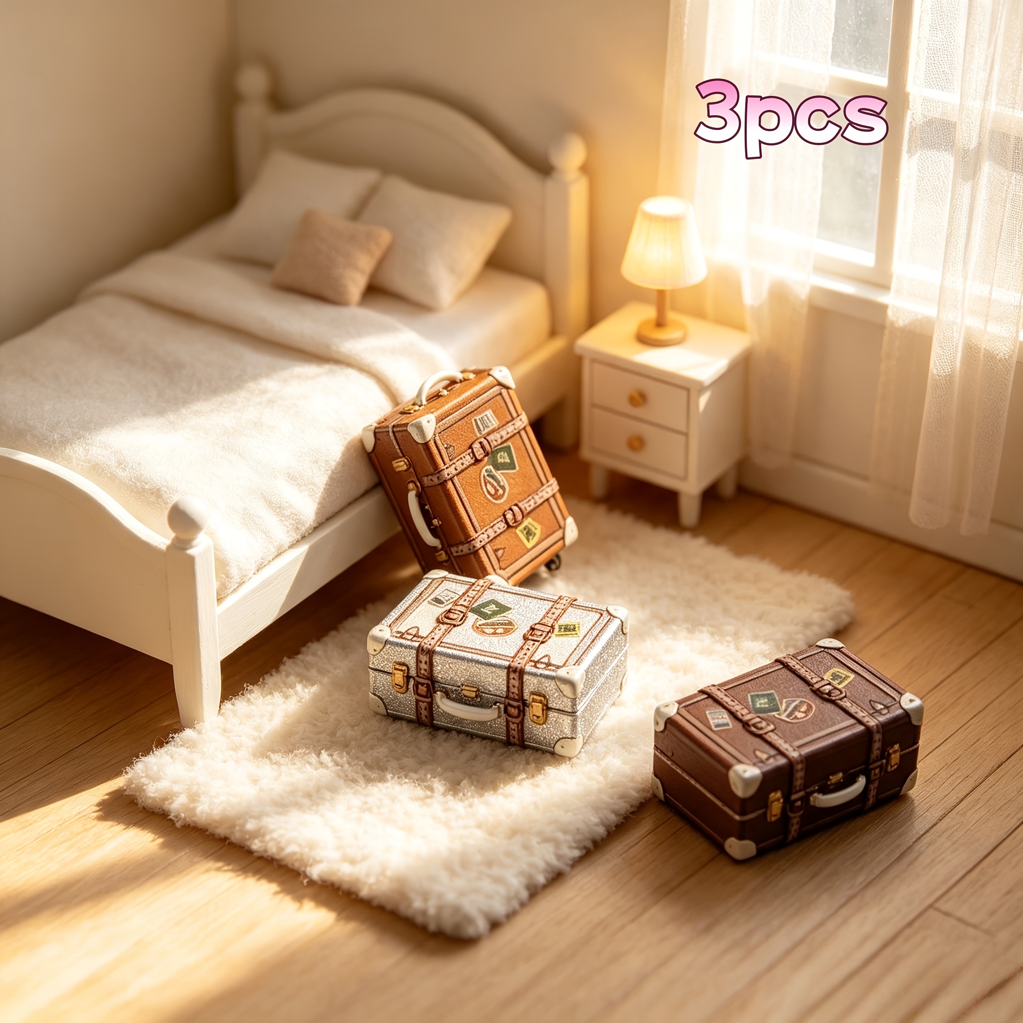 TEMU 3 piezas, adornos de maletas en miniatura, accesorios de fotografía y modelos decorativos para de de muñecas, adornos de en miniatura