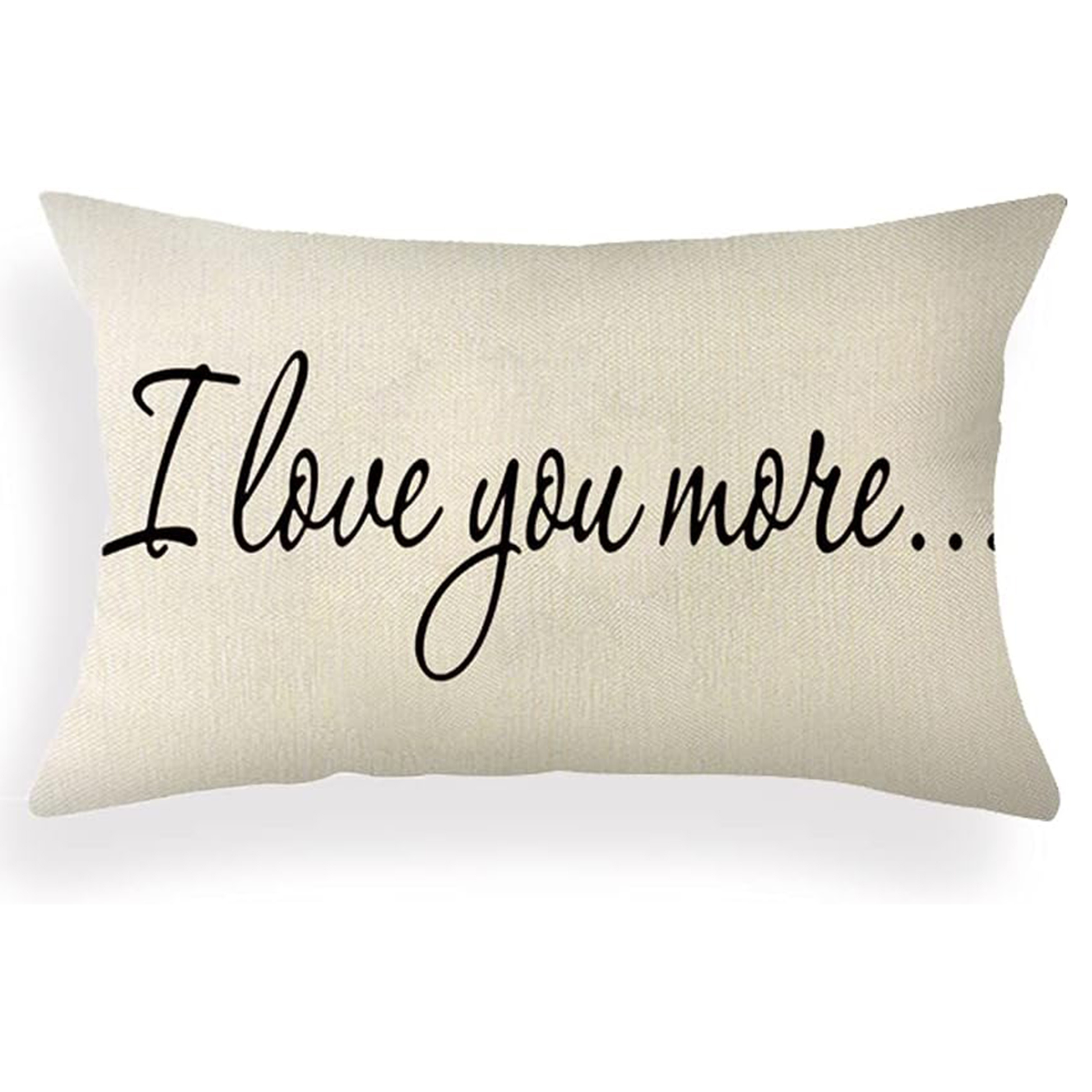 

Contemporary Linen Throw Pillow Covers With "i Love You More" Quote, 12x20 Inch, Zipper Closure, Machine Washable, Woven Decorative Cushion Cases For Sofa, Couch, Home Decor - 1pc