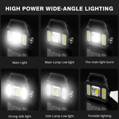 solar outdoor multifunctional work light long distance high power led flashlight c type rechargeable outdoor camping searchlight cob outdoor emergency