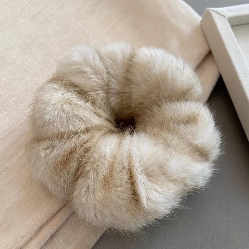 E-shop 1 Stück Herbst- und Winter-Haargummi aus Kunstbiber-Plüsch, Vintage- und elegantes Stirnband für Erwachsene, Damen-Haargirlande mit hoher