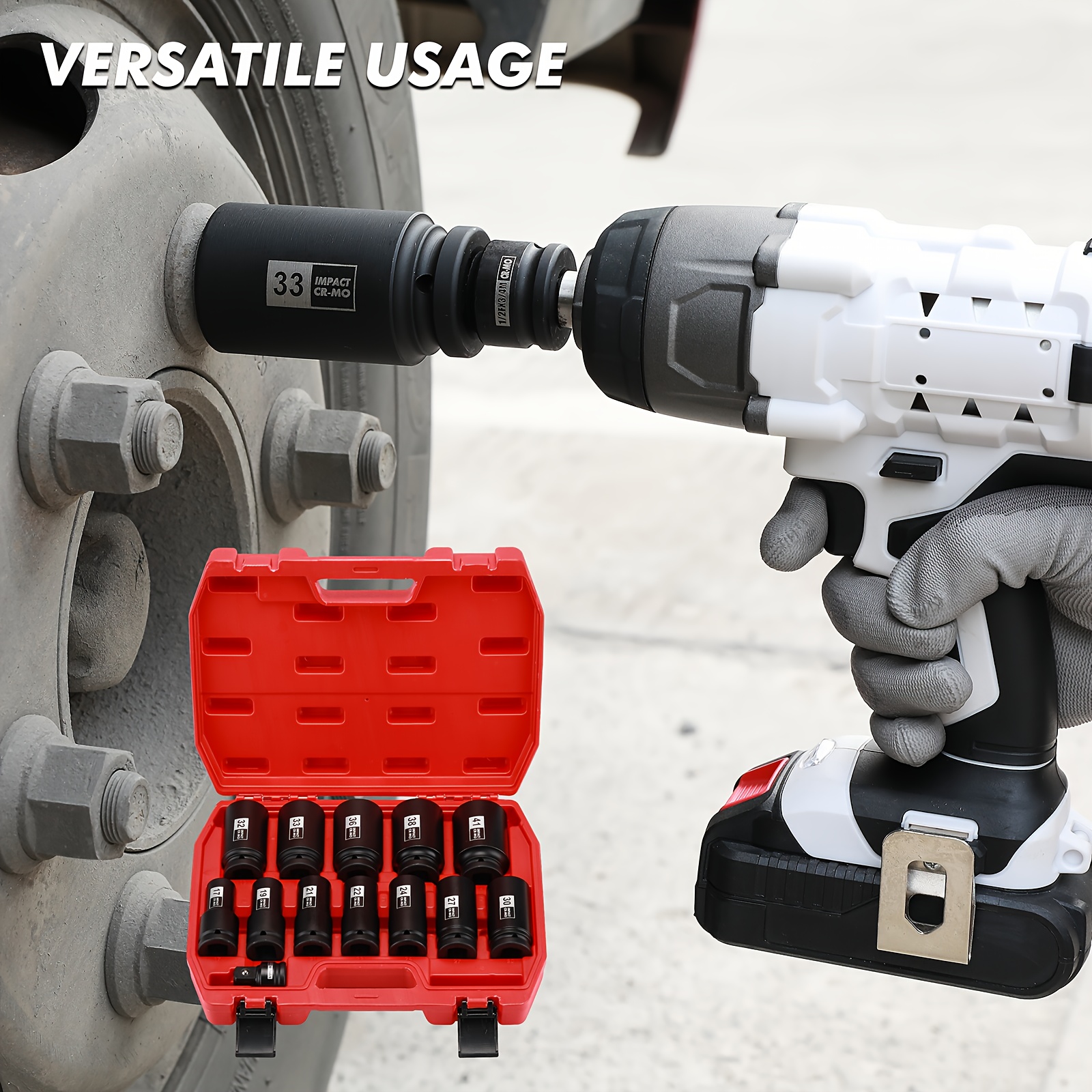 13pcs Heavy-Duty 3/4" Drive Deep Impact Socket Set