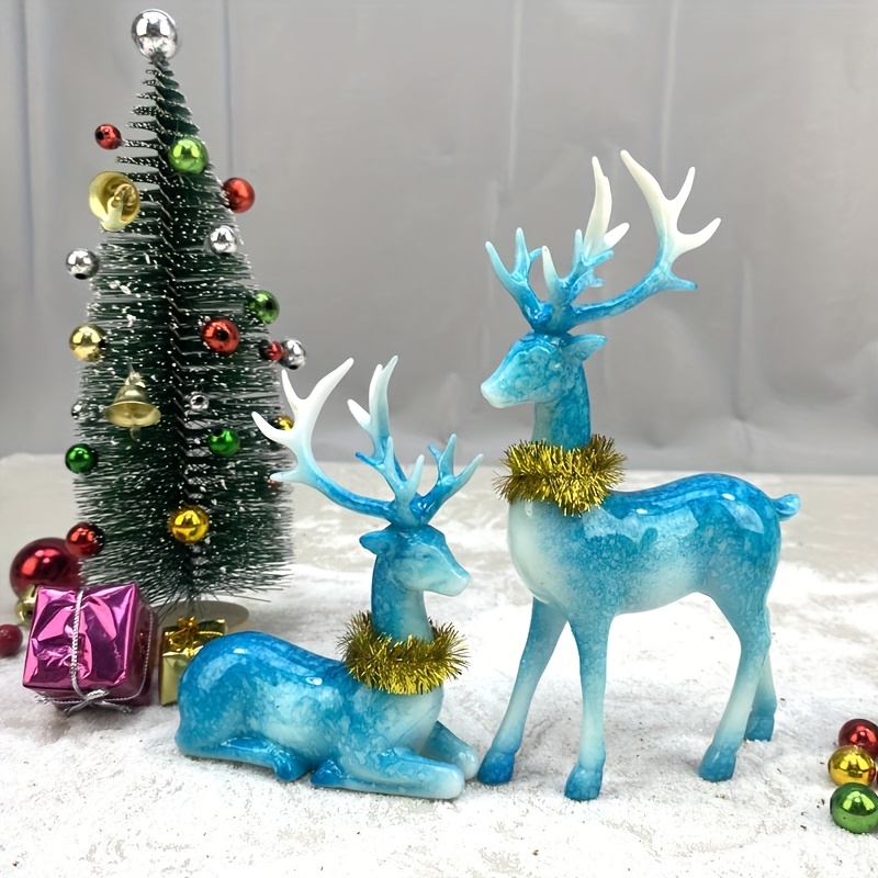 TEMU Figurines de Cerfs et Turquoise - Élégantes Cornes en Plastique Brillant pour Sommet de Sapin de Noël, Décoration de Table avec Cornes à Bout