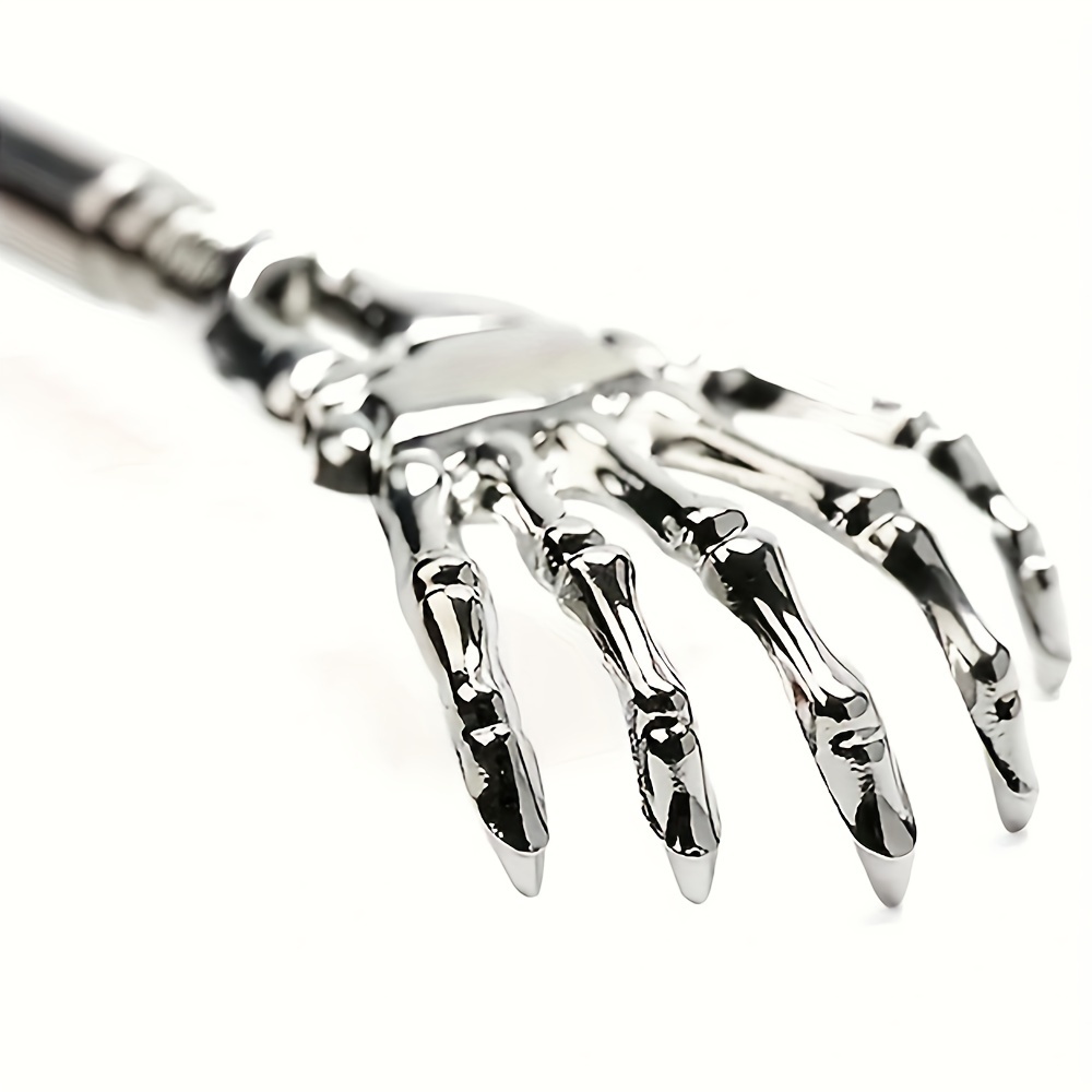 1pc Stainless Steel Extendable Back Scratcher - Telescopic Adjustable 21.08-57.91 cm with Ergonomic Rubber Handle, Portable Manual Itch Relief Tool for Elderly & Adults, Perfect Gift for Thanksgiving Christmas Birthdays, Personal Care Accessory | Sleek Metallic Finish | Durable Construction