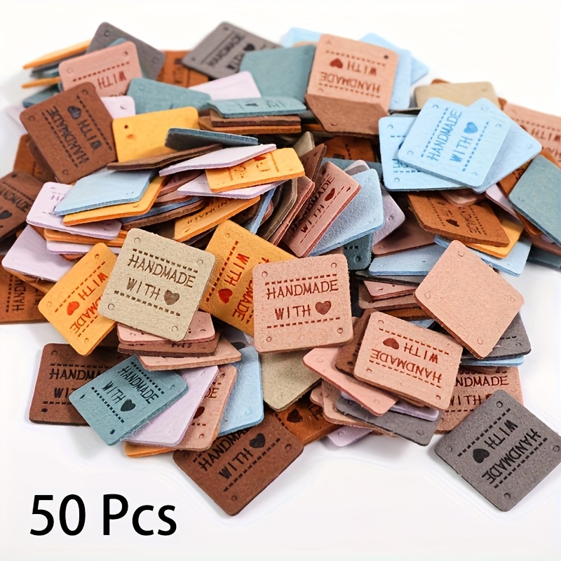 TEMU 50pcs Multicolor Tags, "" Embossed, Diy Sewing Accessories For Gloves & Scarves - In Assorted Colors