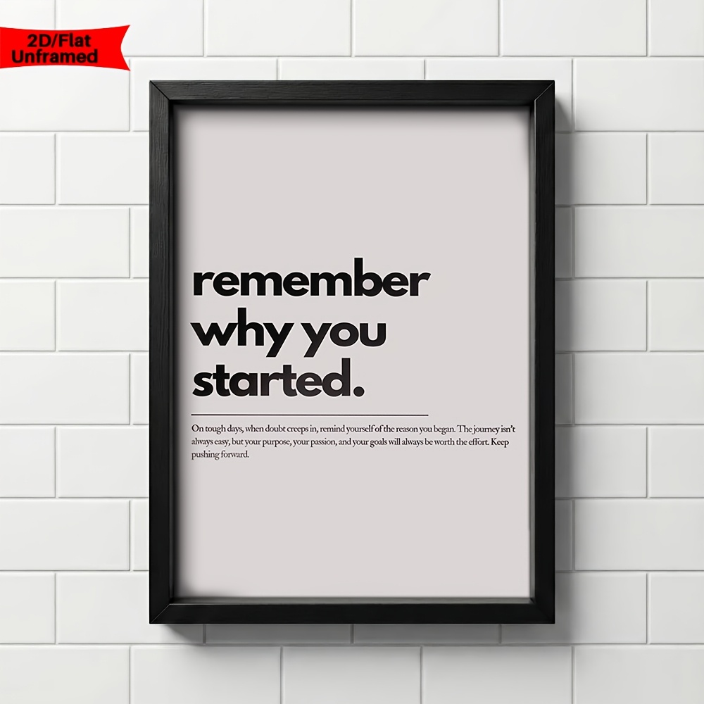 TEMU 1pc "remember Why You " Motivational Quote Wall Art Poster - Uplifting Printable Goal Reminder Sign Suitable For Home Office, Bedroom, Living