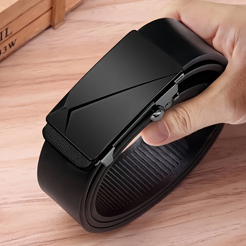 Men's Leather Automatic Buckle Belt Minimalist Durable Metal