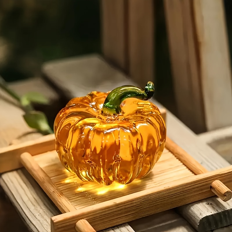 

1pc Pumpkin Ornament - Handcrafted Art Glass Seasonal Decor, Suitable For Christmas, , And Other Holiday - Decorative Centerpiece For Home, Office, And Living Room