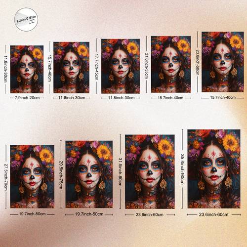 2d flat 1pc framed 2d canvas painting sugar skull with floral headdress colorful suitable for living room bedroom dining room office bar decoration