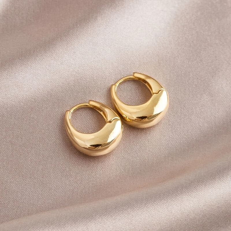 Image of 1 Pair Geometric Oval Circle Earrings, Elegant Charm, Suitable For Women' And Banquet Decoration