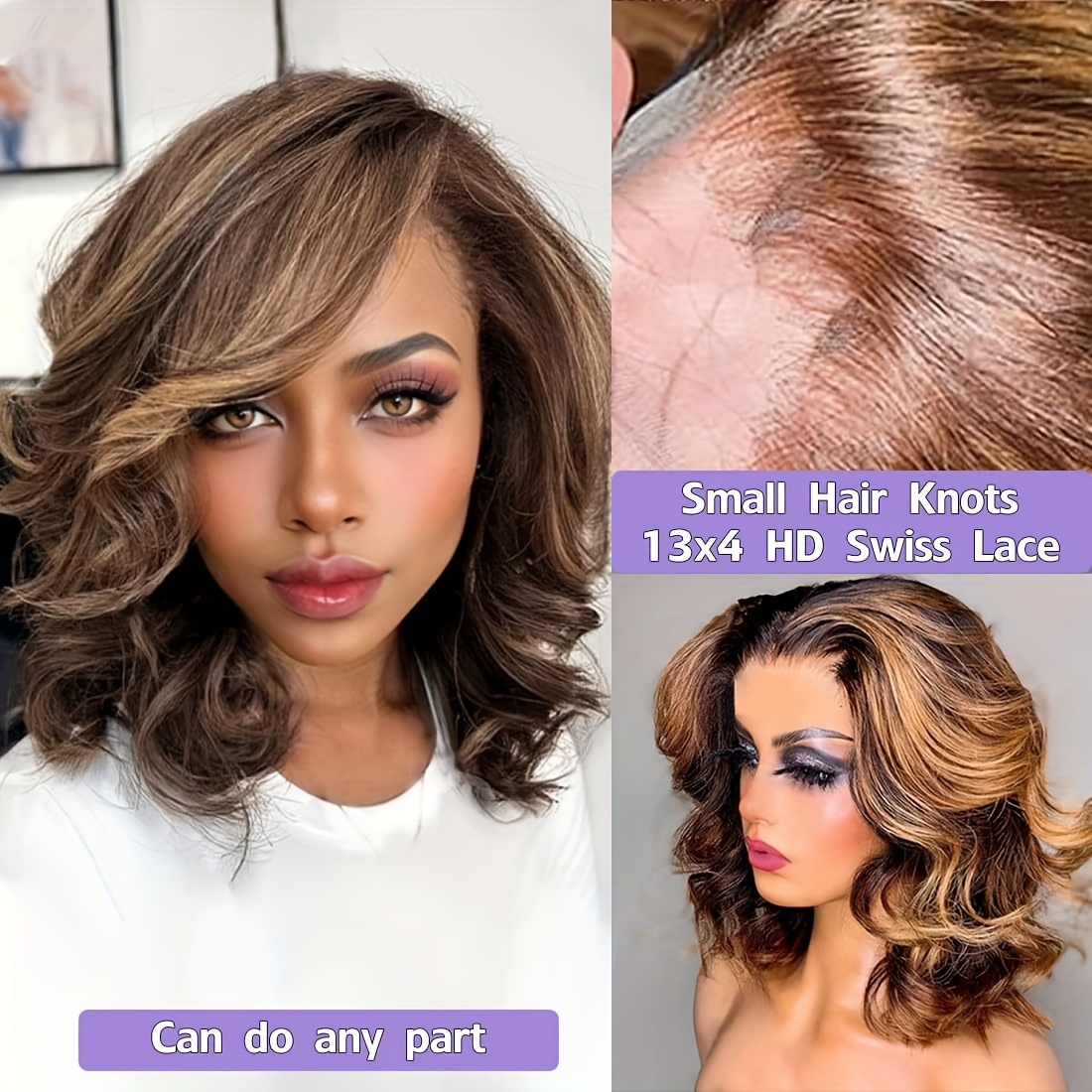 Wig Swisslace Shoulder Length Deep Wave highlights Amazon.com : KVFCT 26 Inch 4/27 Highlight Deep Wave Lace  main image 2