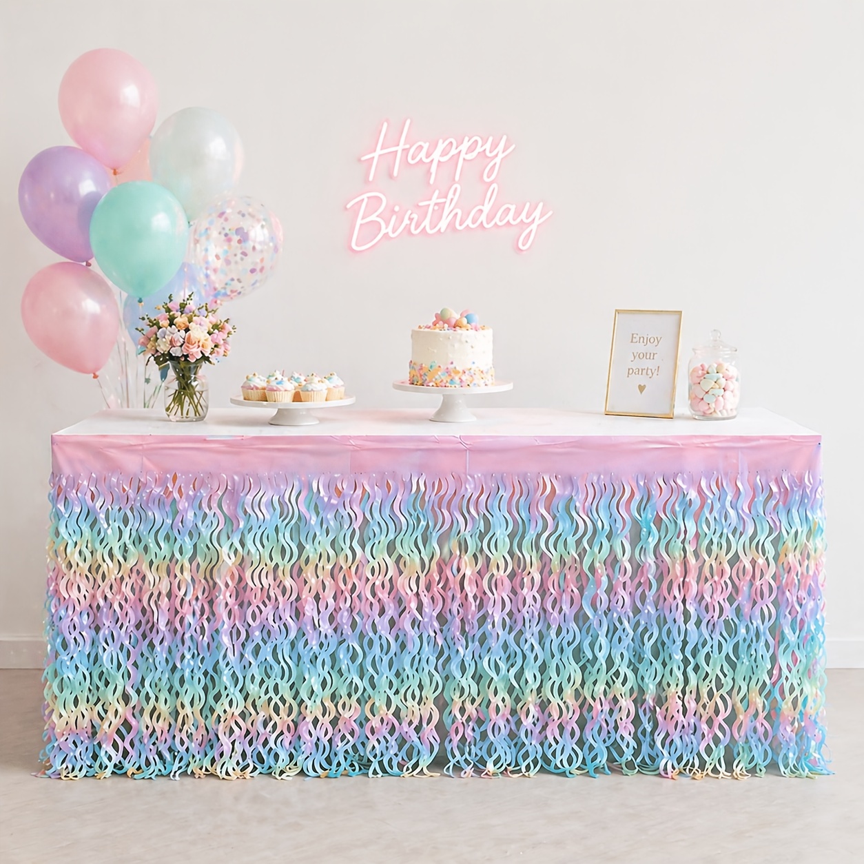 1pc Pastel Rainbow Fringe Garland Decoration 75 X 275cm/100 X 200cm Party Birthday Wedding Event Backdrop Banner Streamer, Halloween Decorations & Christmas Decorations