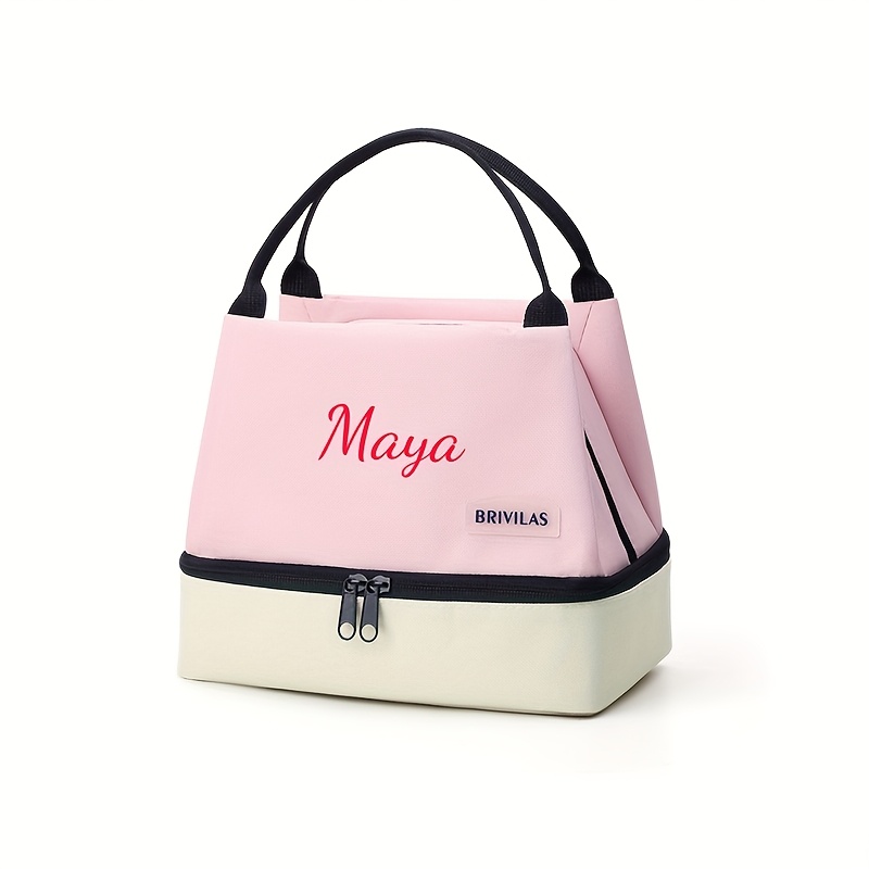 TEMU Borsa da unisex ricamata con /testo personalizzato a , borsa da refrigerata a di perdite, elegante borsa da isolata a blocchi di , borsa tote
